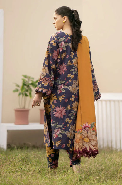 Baroque - 3PC Unstitched kranadi Printed Shirt with Embroidered Neck Patch and Trouser with Printed Karandi Dupatta - NP1130