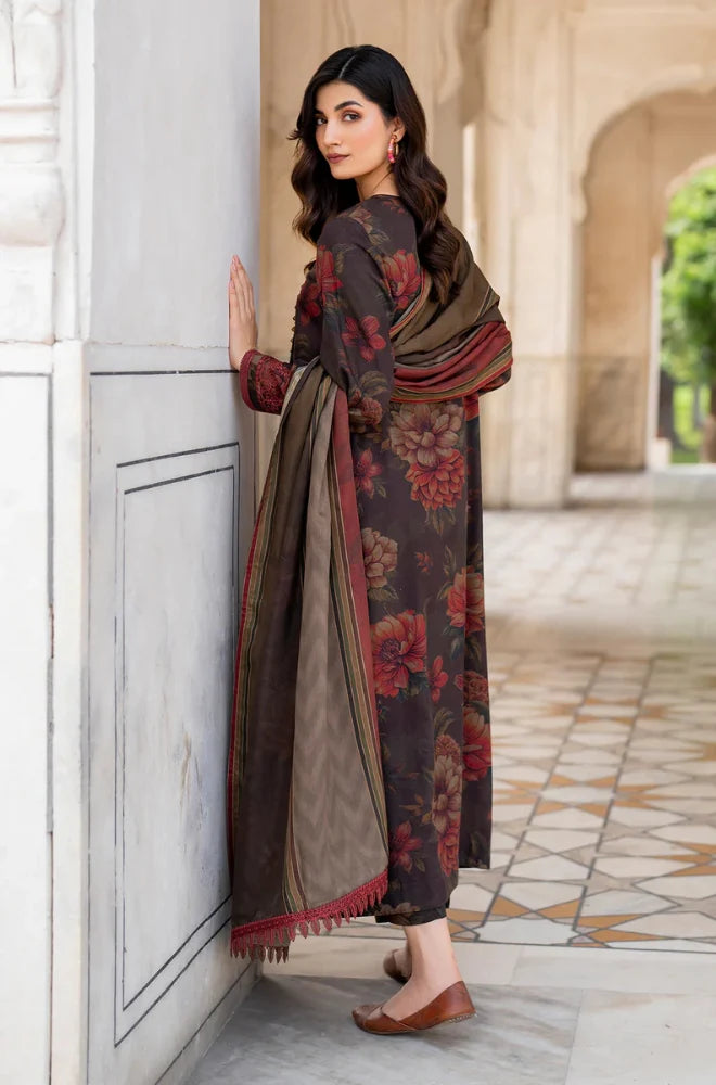 Baroque - 3PC Unstitched Printed Karandi Shirt with Printed Karandi Dupatta and Trouser - NP1202