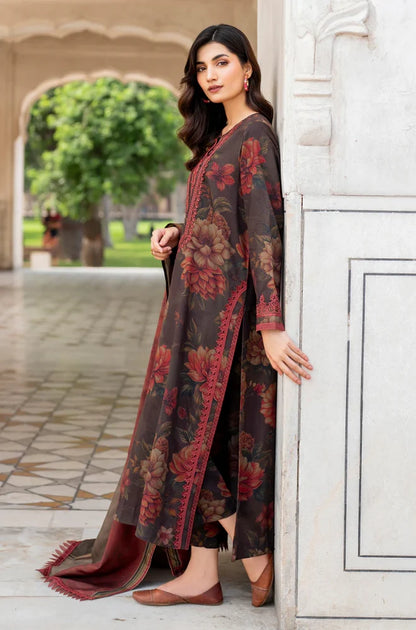 Baroque - 3PC Unstitched Printed Karandi Shirt with Printed Karandi Dupatta and Trouser - NP1202