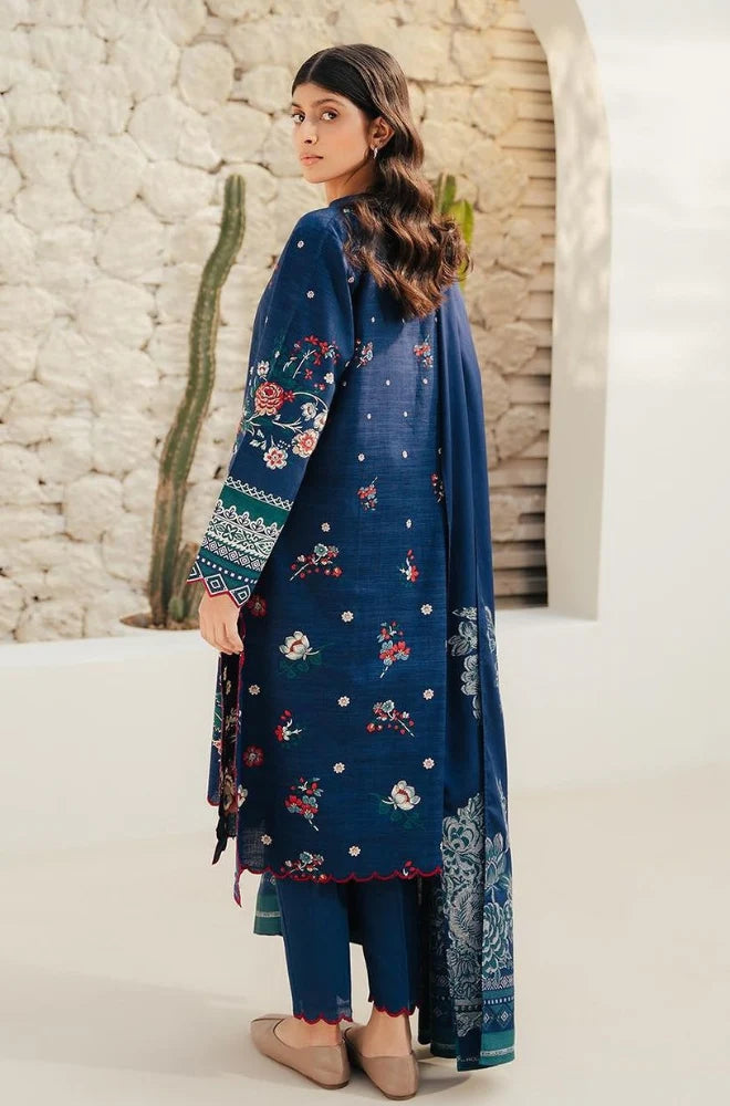 Beechtree - 3PC Unstitched Dhanak Embroidered Shirt with Dhanak Printed Dupatta and Trouser - NP168