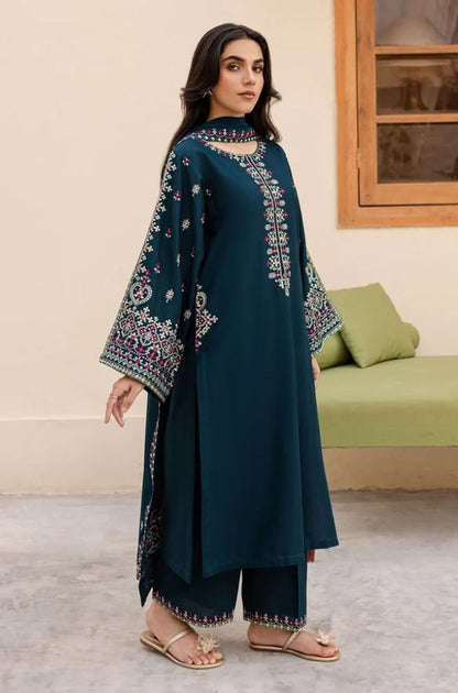 Batik - 3PC Unstitched Dhanak Embroidered Shirt with Dhanak Embroidered Dupatta and Trousers - NP1214