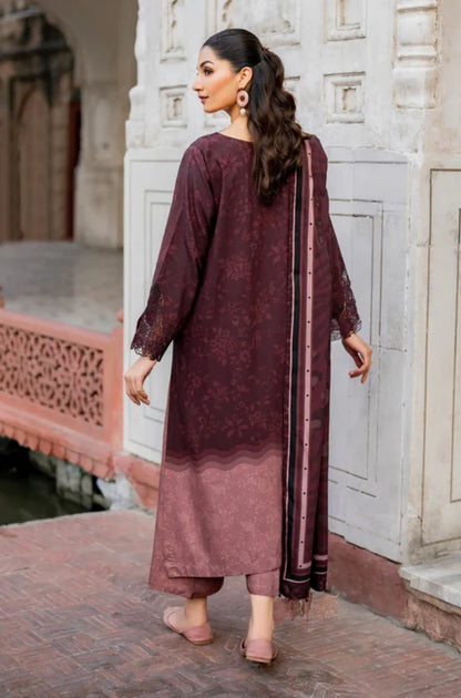 Baroque - 3PC Unstitched Printed Karandi Shirt with Printed Karandi Dupatta and Same Printed Trouser - NP1235