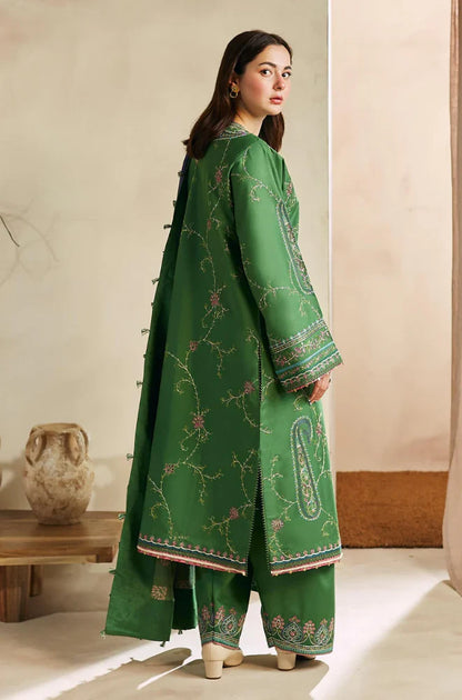 Zara Shah Jahan - 3PC Unstitched Dhanak Embroidered Shirt with Digital Printed Pashmina Wool Shawl and Embroidered Trouser - NP1137