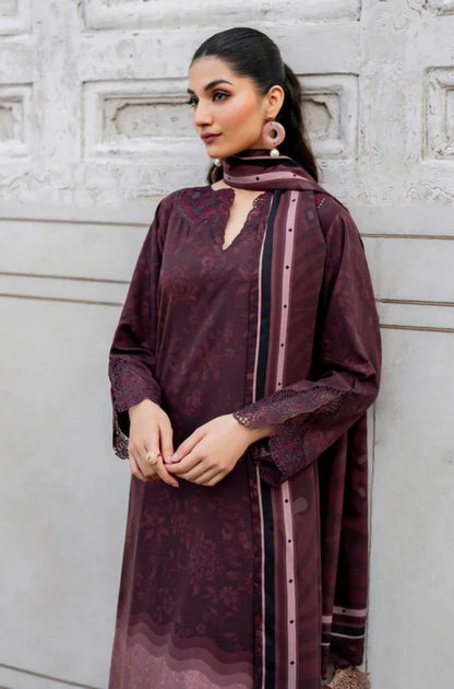 Baroque - 3PC Unstitched Printed Karandi Shirt with Printed Karandi Dupatta and Same Printed Trouser - NP1235