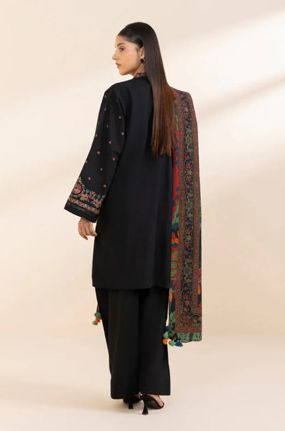 Sapphire - 3PC Unstitched Khaddar Embroidered Front with Digital Printed Shawl and Plain Trouser - NP1276