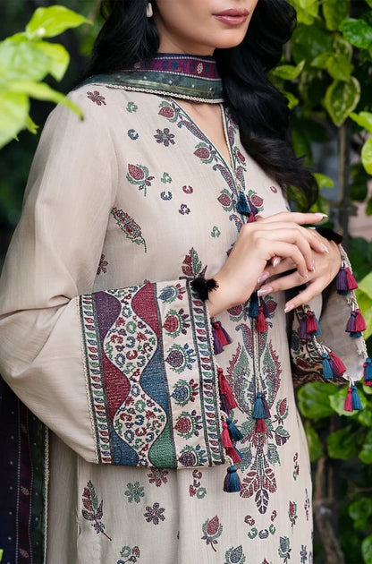 Jazmin - 3PC Unstitched Dhanak Embroidered Shirt with Pashmina Wool Shawl and Trouser - NP1180