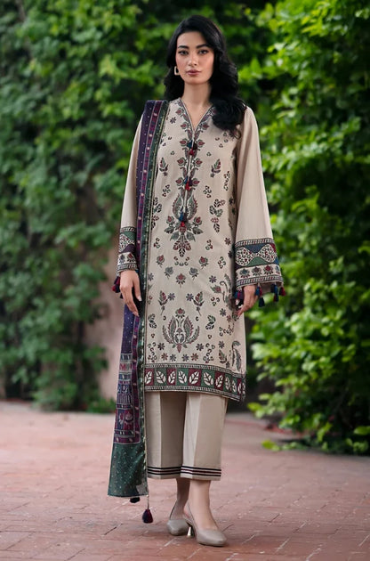 Jazmin - 3PC Unstitched Dhanak Embroidered Shirt with Pashmina Wool Shawl and Trouser - NP1180