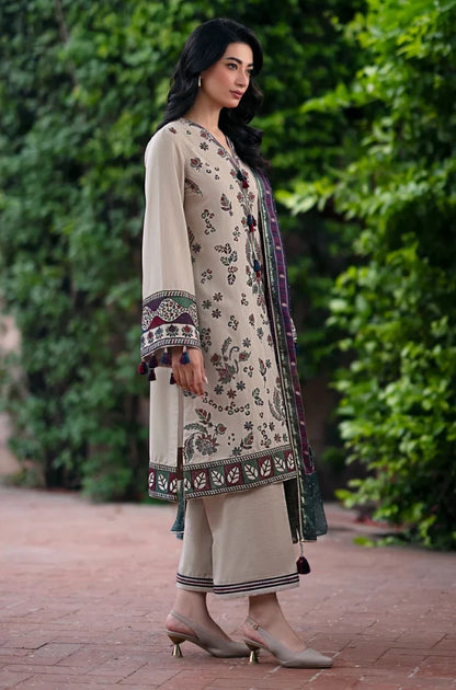 Jazmin - 3PC Unstitched Dhanak Embroidered Shirt with Pashmina Wool Shawl and Trouser - NP1180