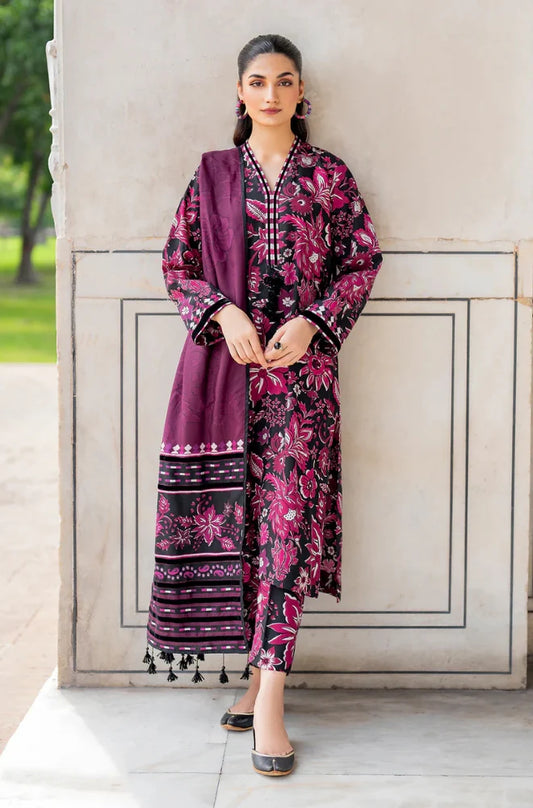 Baroque - 3PC Unstitched Printed Karandi Shirt with Printed Karandi Dupatta and Same Printed Trouser - NP1201