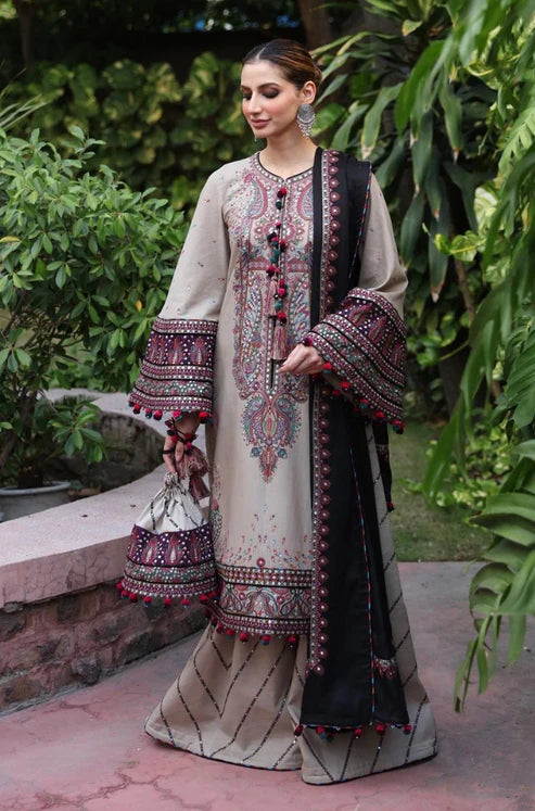 Jazmin - 3PC Unstitched Lawn Heavy Embroidered Shirt with Embroidered Crinkle Dupatta - NP1038